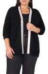 Vince Camuto Plus Size Rhinestone-trim Cardigan Sweater, Created For Macy's In Rich Black