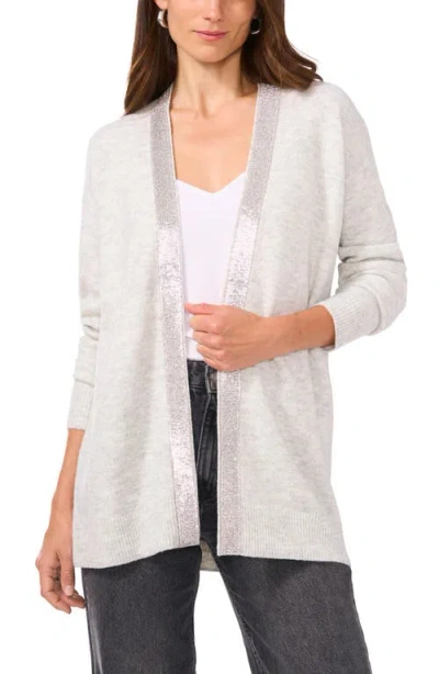 Vince Camuto Embellished Open Front Cardigan In Silver Heather