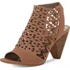 Vince Camuto Emberla Womens Cut-out Leather Heel Sandals In Brown