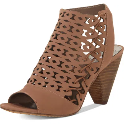 Vince Camuto Emberla Womens Cut-out Leather Heel Sandals In Brown
