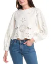 Vince Camuto Embroidered Balloon Sleeve Blouse In Neutral