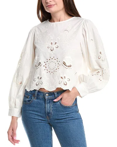 Vince Camuto Embroidered Balloon Sleeve Blouse In Neutral