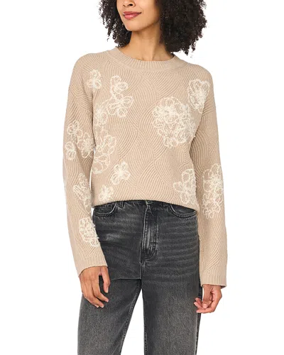 Vince Camuto Embroidered Crewneck Sweater In Nude