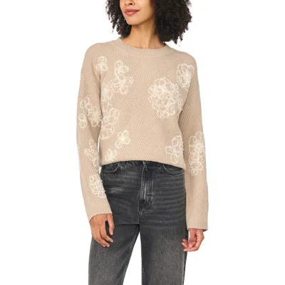 Vince Camuto Embroidered Crewneck Sweater In Neutral