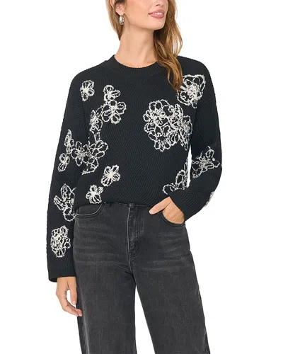 Vince Camuto Embroidered Crewneck Sweater In Black