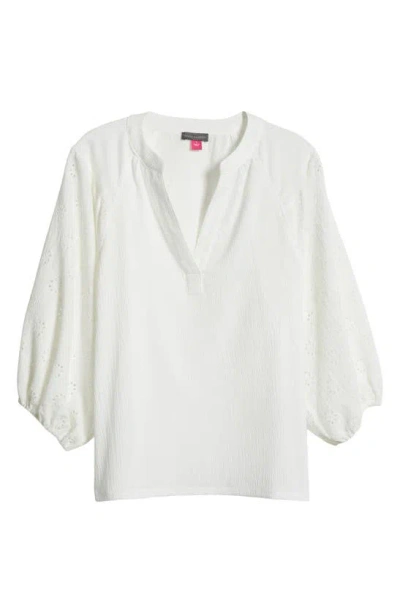 Vince Camuto Embroidered Eyelet Raglan Sleeve Top In New Ivory