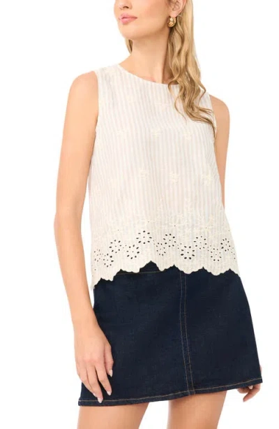 Vince Camuto Embroidered Eyelet Sleeveless Top In Yellow