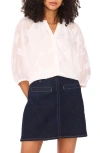 Vince Camuto Embroidered Front Button Top In White