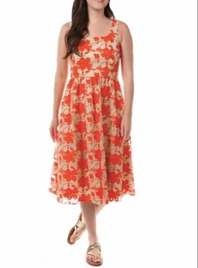 Vince Camuto Embroidered Mesh Midi Dress In Poppy