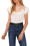 VINCE CAMUTO EMBROIDERED MESH TOP