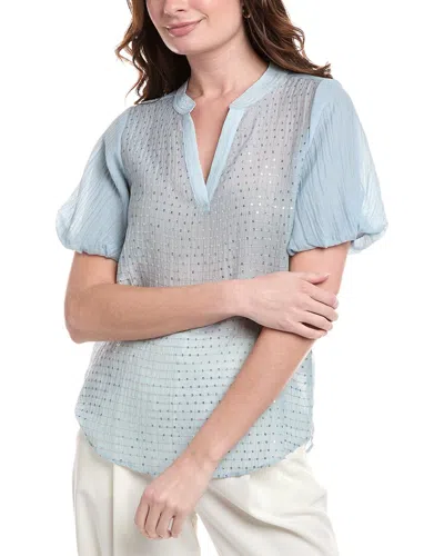 Vince Camuto Embroidered Sequin Blouse In Blue