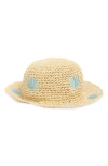 Vince Camuto Embroidered Straw Bucket Hat