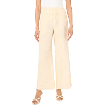 Vince Camuto Embroidered Tie Waist Wide Leg Pants In Neutral