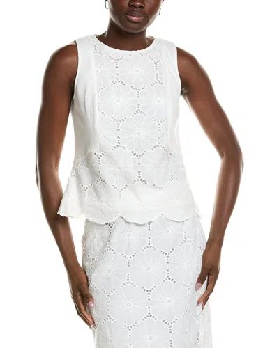 Vince Camuto Embroidered Top In White
