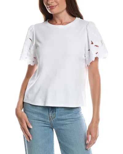 Vince Camuto Embroidered T-shirt In White