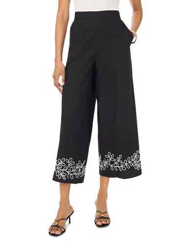 Vince Camuto Embroidered Wide Leg Pants In Black