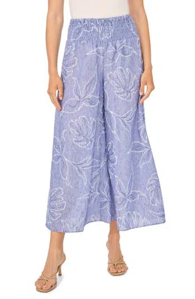 Vince Camuto Embroidered Wide Leg Pants In Blue