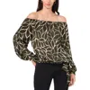 Vince Camuto Off The Shoulder Tie Hem Top In Green