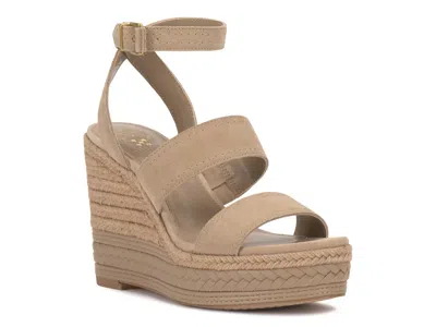 Vince Camuto Esmia Ankle Strap Platform Wedge Sandal In Brown