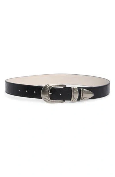 Vince Camuto Etched Metal Leather Belt In Purple