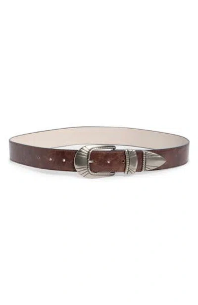 Vince Camuto Etched Metal Leather Belt In White