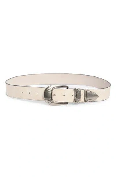 Vince Camuto Etched Metal Leather Belt In White