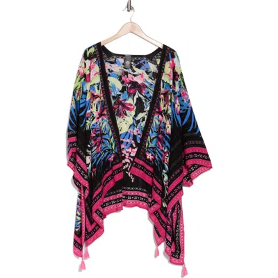Vince Camuto Exotic Blooms Crinkle Topper In Black Multi
