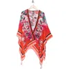 Vince Camuto Exotic Blooms Crinkle Topper In Red Multi