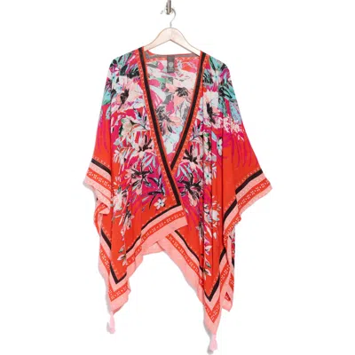 Vince Camuto Exotic Blooms Crinkle Topper In Red Multi