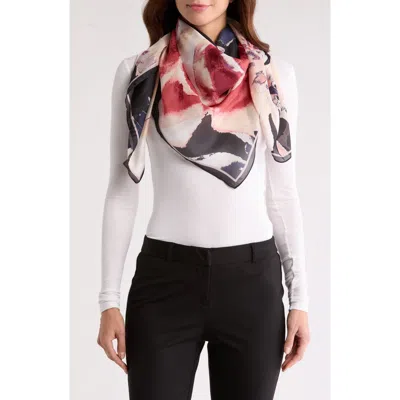 Vince Camuto Exploded Blooms Floral Square Scarf In Black Neutral