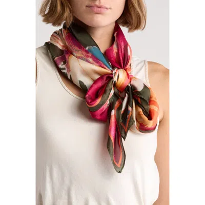 Vince Camuto Exploded Blooms Floral Square Scarf In Olive Multi