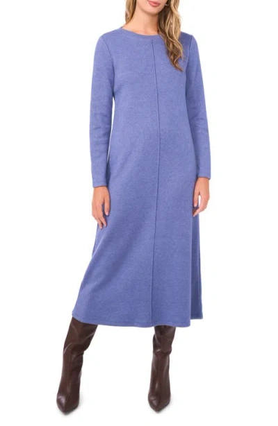 Vince Camuto Exposed Center Seam Long Sleeve Midi Sweater Dress In Blue