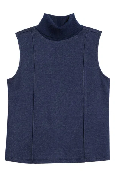 Vince Camuto Exposed Seam Detail Sleeveless Knit Turtleneck Top In Animal Print