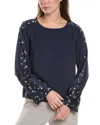Vince Camuto Extended Shoulder Blouse In Navy