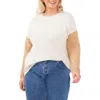 Vince Camuto Textured Mock Neck Top In Silver Hthr/latte Hthr