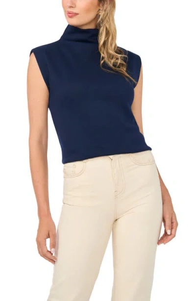 Vince Camuto Extended Shoulder Mock Neck T-shirt In Blue