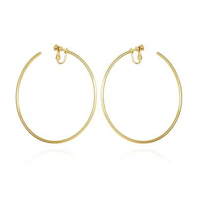 VINCE CAMUTO EXTRA LARGE OPEN HOOP CLIP ON EARRINGS