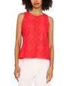 Vince Camuto Lace Cotton Blend Keyhole Tank In Cayenne