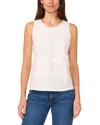 Vince Camuto Jacquard Cotton Blend Keyhole Tank In New Ivory