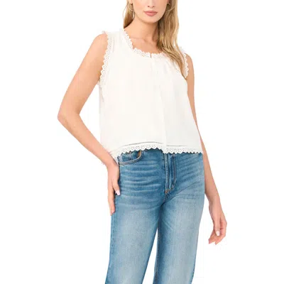 Vince Camuto Eyelet Lace Crop Tank In White