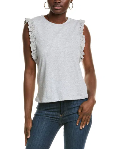 Vince Camuto Eyelet Ruffle Tank In Gray