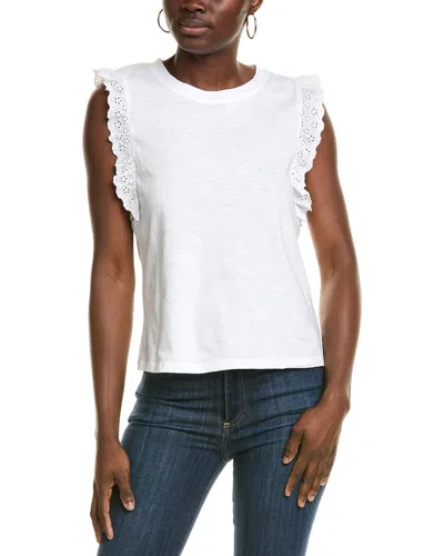 Vince Camuto Eyelet Ruffle Tank In White