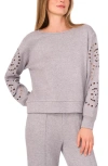 Vince Camuto Eyelet Sleeve Sweatshirt In Gray