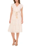 Vince Camuto Eyelet Tie Waist Tiered Midi Dress In Ultra White