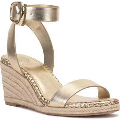 Vince Camuto Fainel Espadrille Ankle Strap Platform Wedge Sandal In Gold