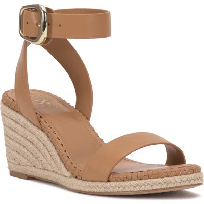 Vince Camuto Fainel Espadrille Ankle Strap Platform Wedge Sandal In Brown