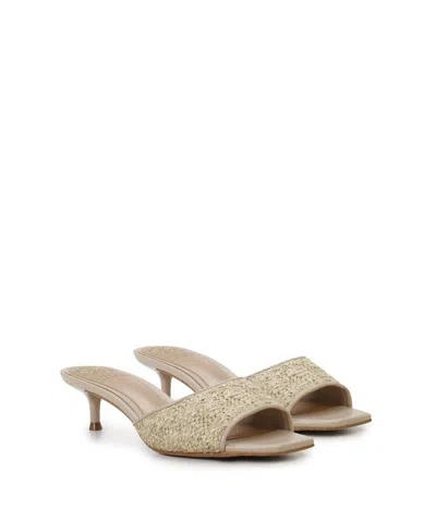 Vince Camuto Faiza Sandals Women's Natural Slip On Hitten Heel Zogg2953 In Neutral