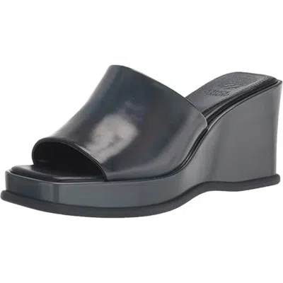 Vince Camuto Falivda Sandals Wogray Leather Square Toe Wedge Heel Rhs5525 In Gray