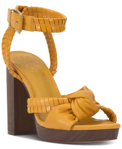 Vince Camuto Fancey Woven Platform Dress Sandals In Golden Sun