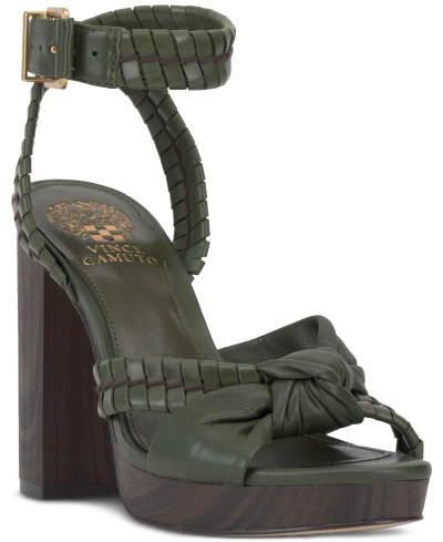 Vince Camuto Fancey Woven Platform Dress Sandals In Lush Olive